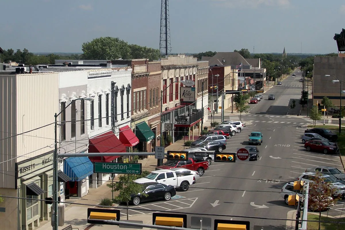 Downtown Sherman, Texas street with historic storefronts Downtown Sherman, Texas street with historic storefronts