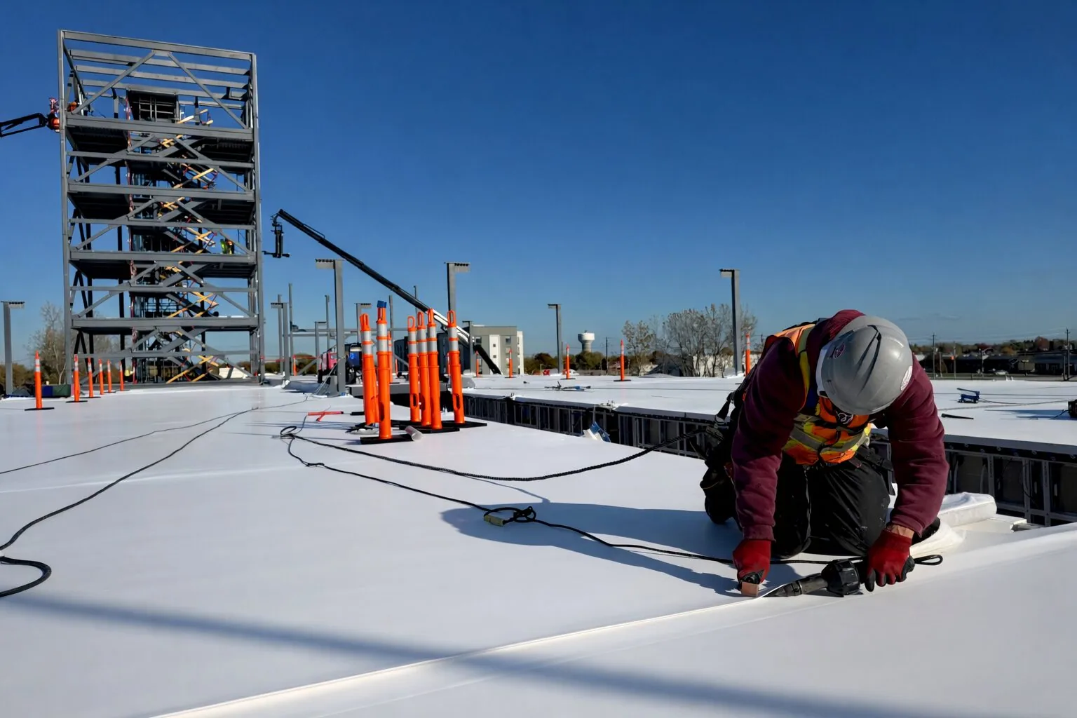 TPO Roofing on a commercial roof
